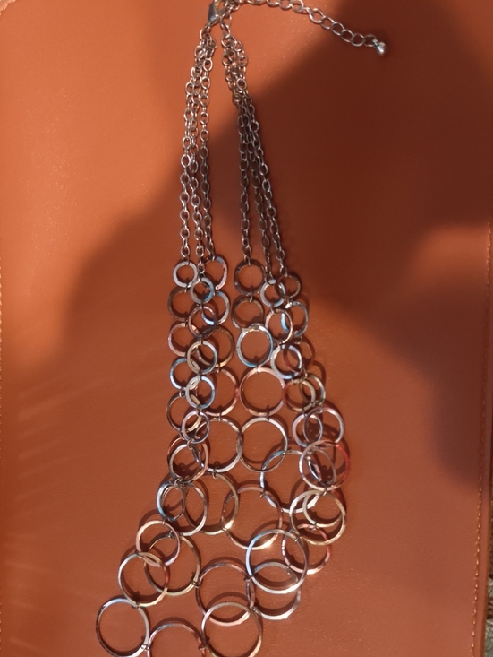 Jewelry - Silver, Gold, And Rose Gold Multi-Row Circle Link Necklace - Womens Jewelry